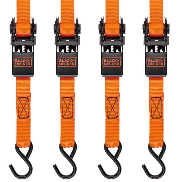 1 IN. X 10 FT. LIGHT DUTY RATCHET TIE-DOWN STRAPS 900 LB. BREAK STRENGTH (4 PACK)