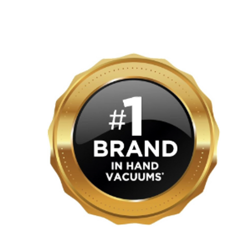 #1 brand in hand vacuums badge for BLACK+DECKER dustbusters