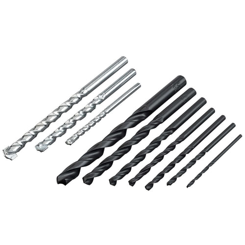 10 piece Black oxide and masonry drill bit set.