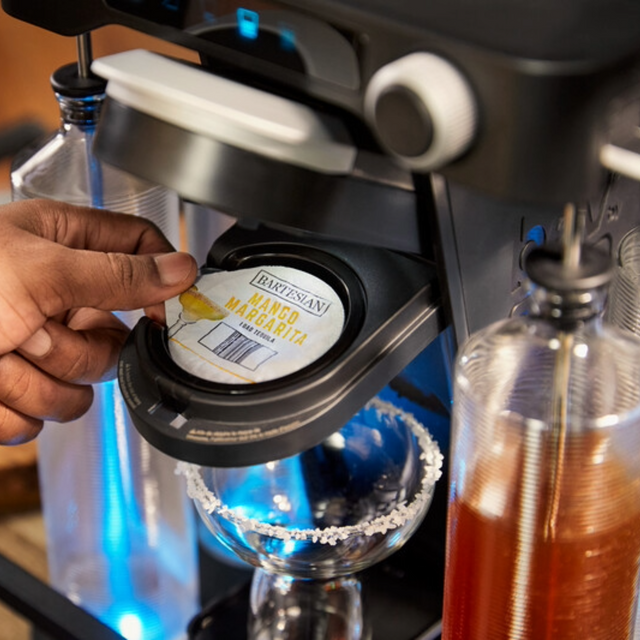 Drink pod inside cocktail machine close up