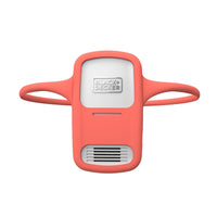 front view of comfortpak™ corldess wearable cooling + heating device in a tropicoral lanyard