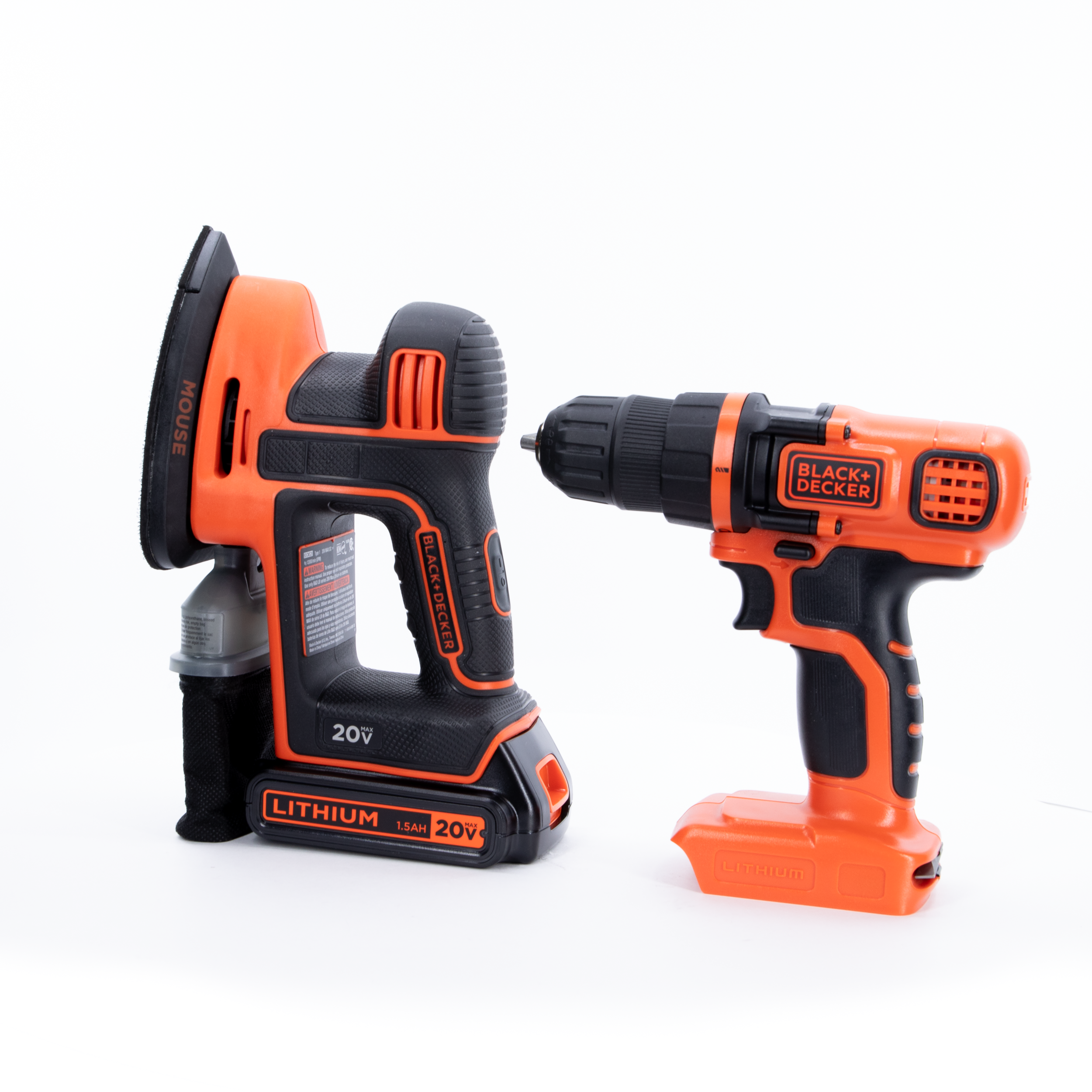 BLACK+DECKER BDCMS20B 20V Cordless Mouse Sander, Baretool with BLACK+DECKER  LD120VA 20-Volt Max Lithium Drill/Driver with 30 Accessories