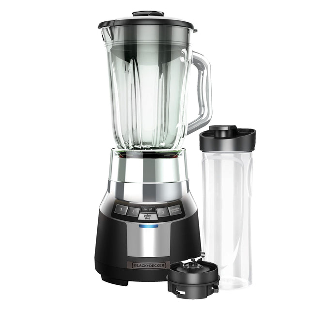 Profile of FusionBlade Digital Blender with Personal Smoothie Jar.