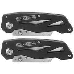 2 Black and decker folding Utility Knives opened up.