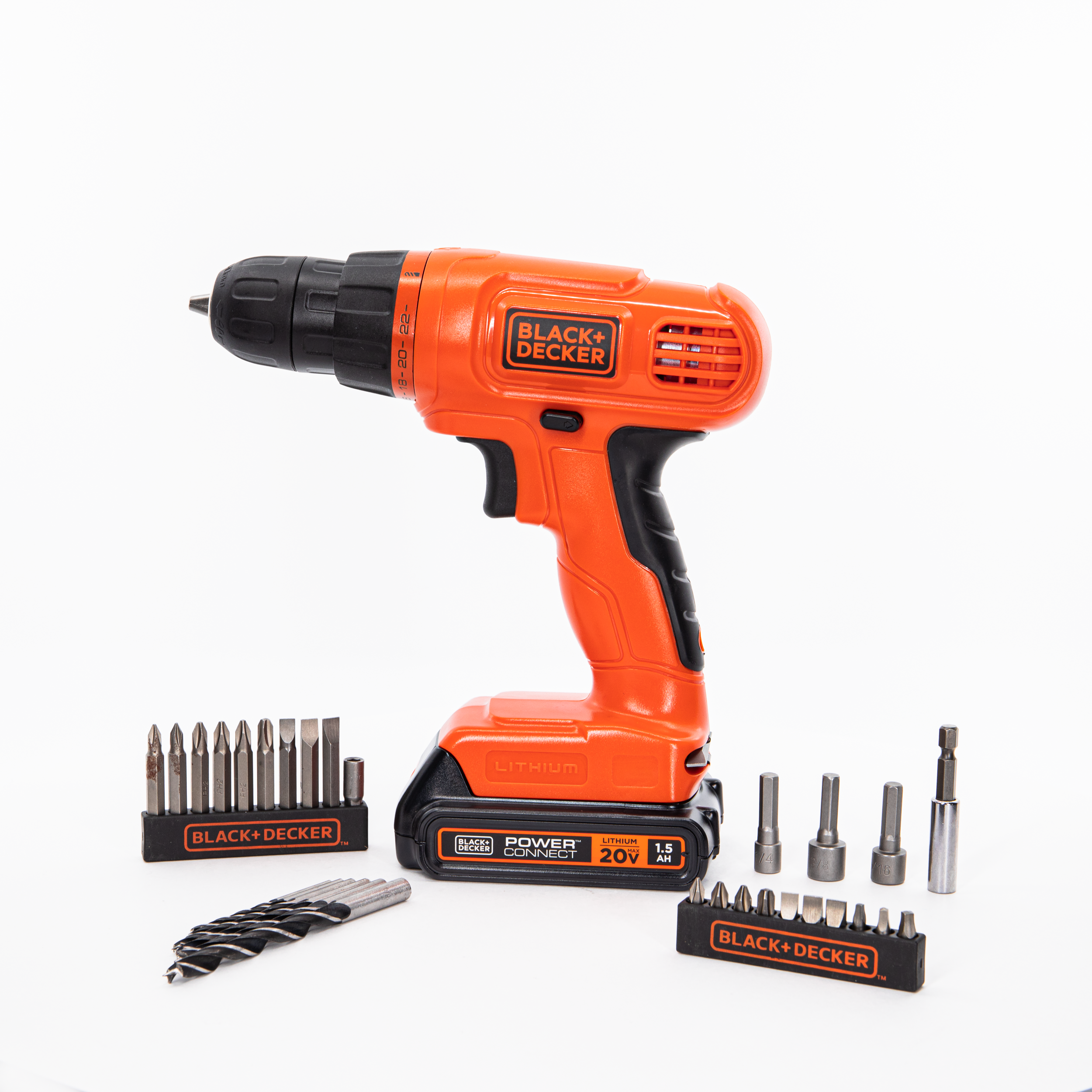 BLACK+DECKER LD120-2VAWM 20-Volt MAX Lithium Ion Cordless Drill with 2  Batteries and 10 BONUS Drill Bits